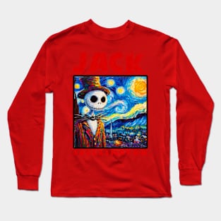 Skellington in starry night Long Sleeve T-Shirt